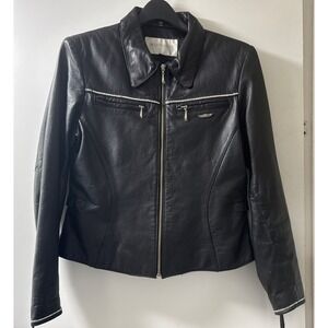 MOTORCYCLE LEATHER JACKET ,‎ HUGO BUSCATI  COLLECTION  WOMEN'S SMALL SIZE (S)